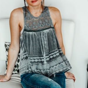 "The Kennedy" Gray Velvet Lace Top
